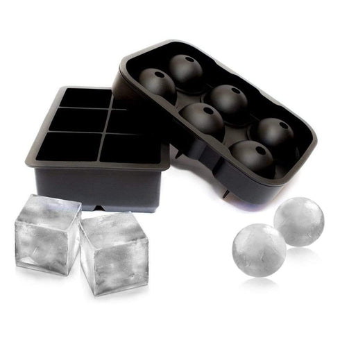 AussieSuperStore Homeware Supplies Silicone Tray Combo Mould Set Large Ice Ball Spheres and Big Ice Cube Blocks Cocktail Silicone Tray Combo Big Ice Ball Sphere & Big Ice Cube Block Mould Set CBALLSQUAREICEPACK
